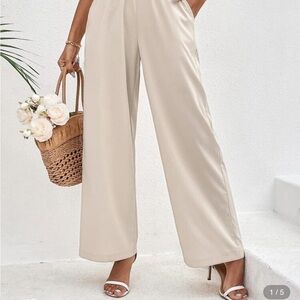 Cream Wide-Leg Trousers